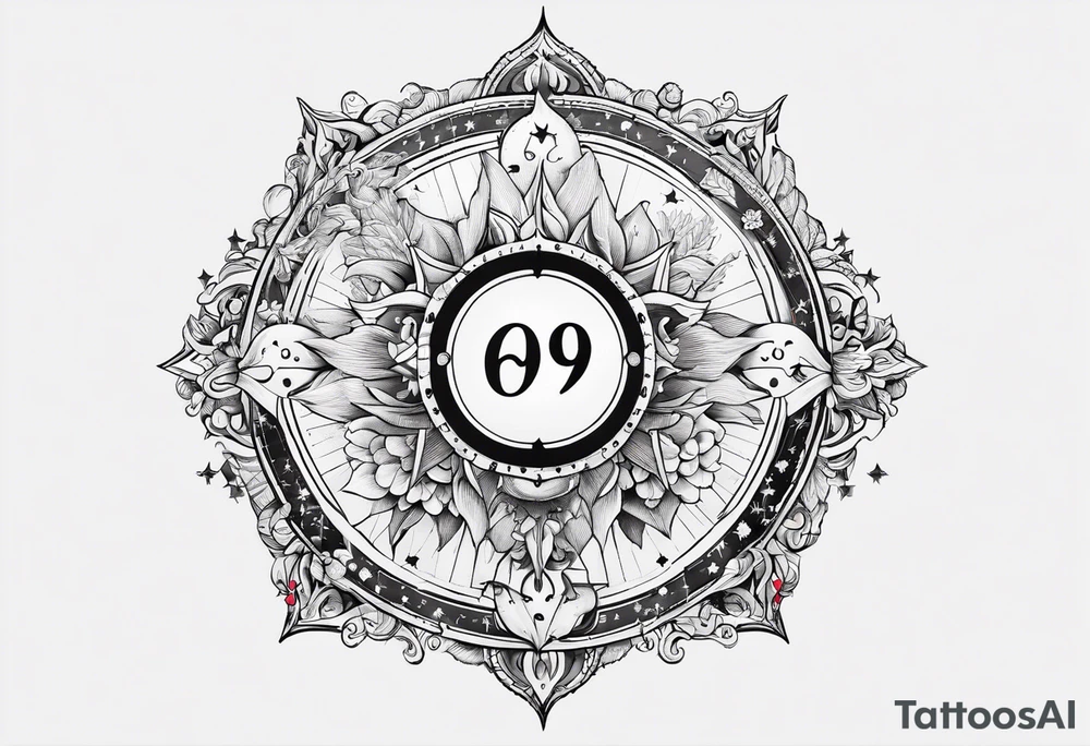 Segno zodiacale cancro con numero 69 tattoo idea