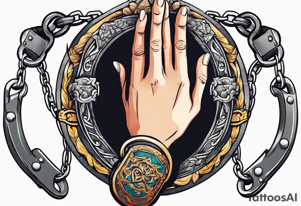 Praying hands with handcuffs tattoo idea