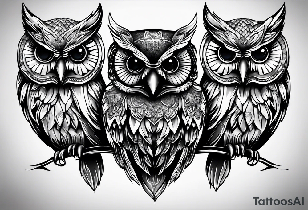 Owls 
Hear no evil, see no evil, speak no evil tattoo idea