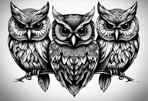 Owls 
Hear no evil, see no evil, speak no evil tattoo idea