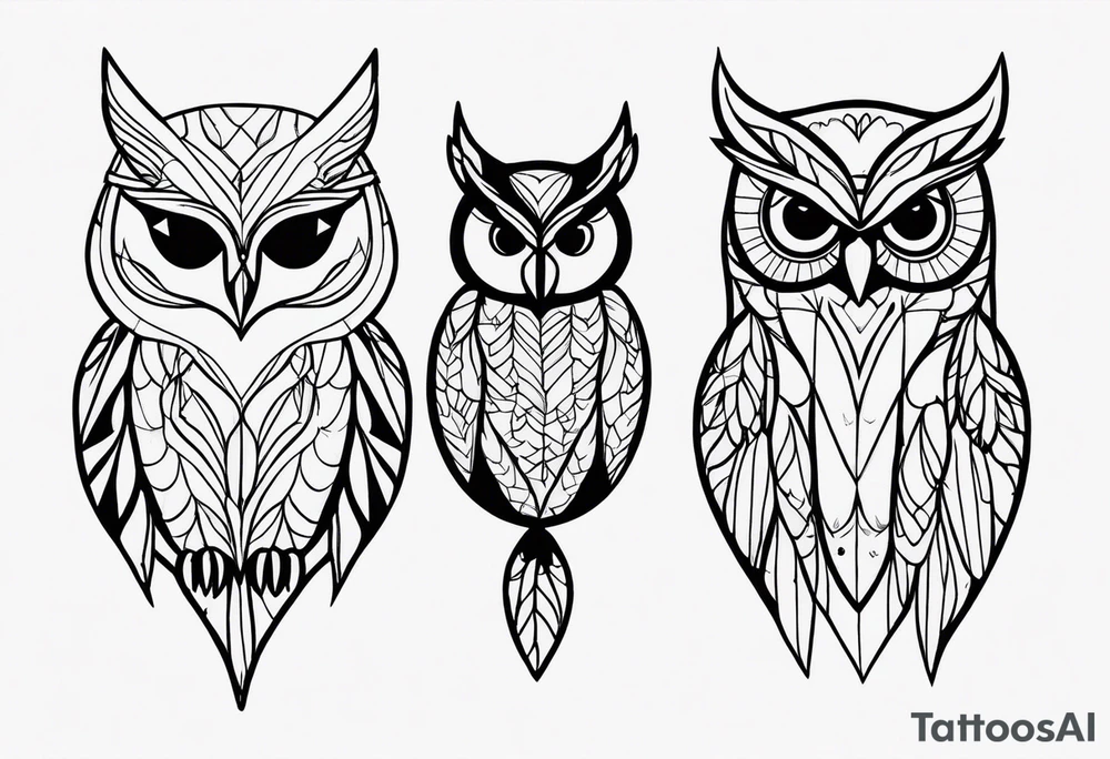 unique small feminine leaftattoo with owl tattoo idea