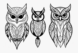 unique small feminine leaftattoo with owl tattoo idea