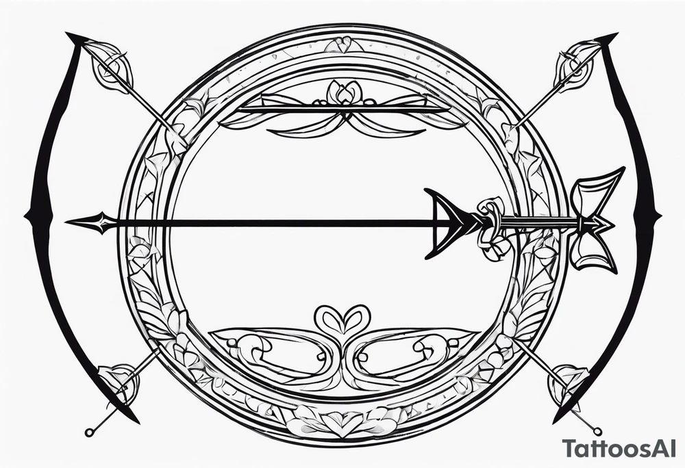 the saggitarius bow and arrow, the arrow will serve as the libra scales base, do a mix of them tattoo idea