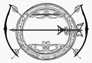 the saggitarius bow and arrow, the arrow will serve as the libra scales base, do a mix of them tattoo idea