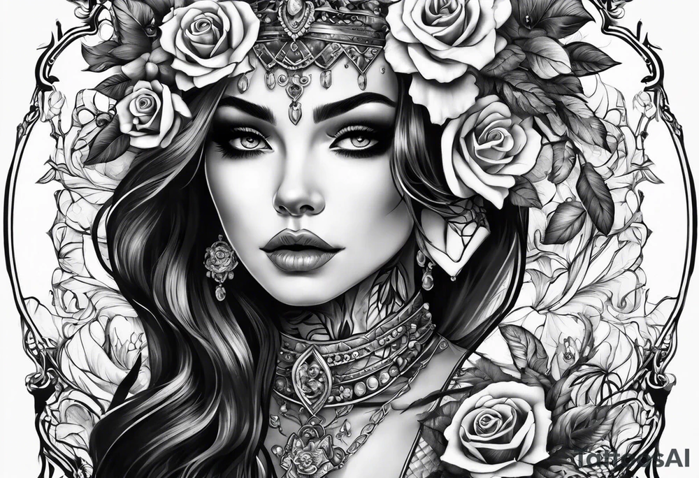 lady skeleton tattoo idea