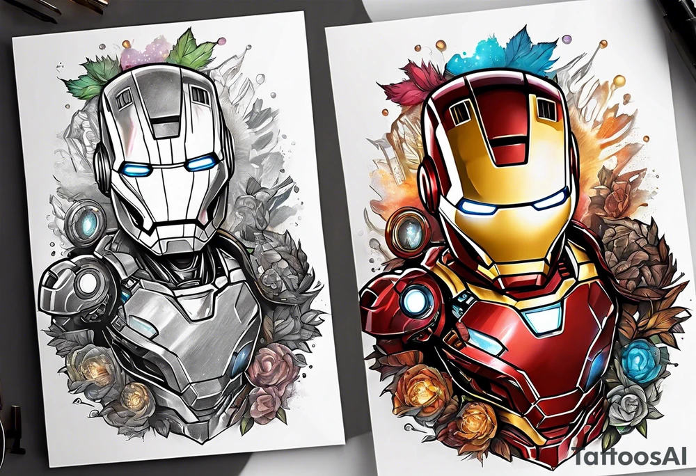 Baby Groot but inside of iron man suit tattoo idea