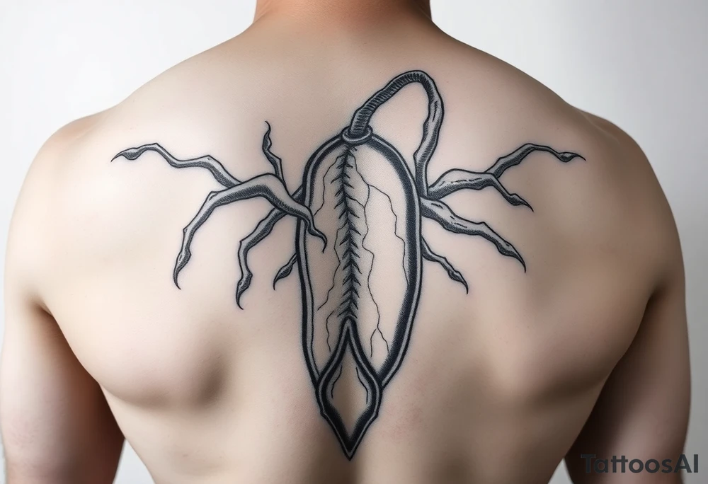 A huge veiny penis ejaculating sperm all over tattoo idea