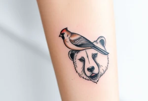 Cardinal sitting on bear nose tattoo idea