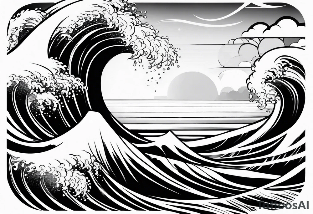 Waves sea beach sky for whole arm sleeve tattoo idea