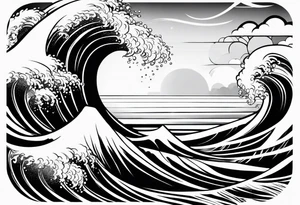 Waves sea beach sky for whole arm sleeve tattoo idea