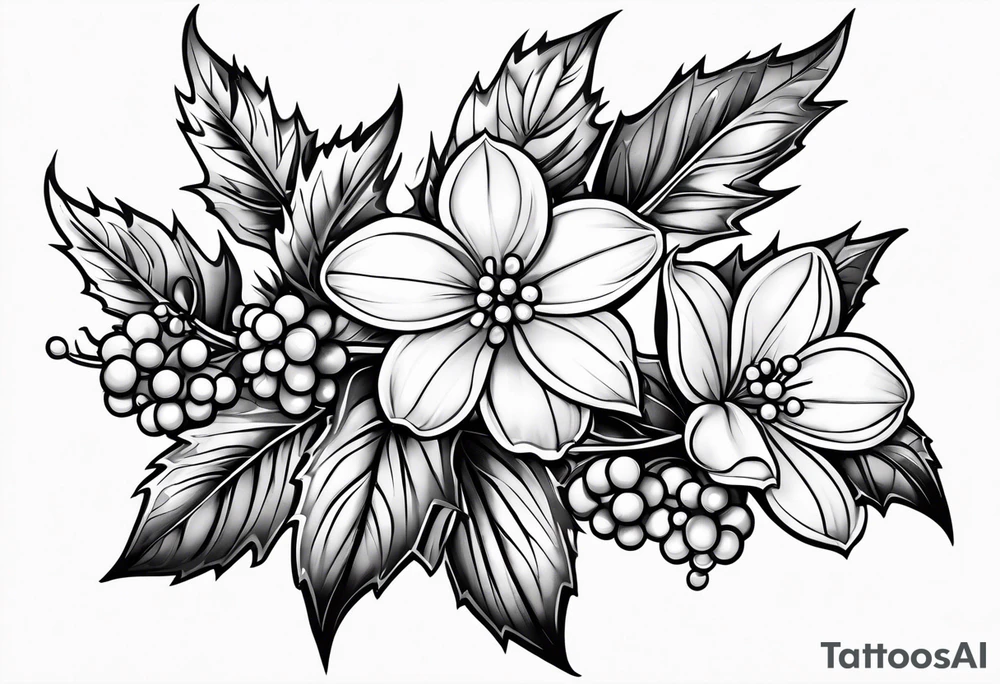 Holly berry birt flower tattoo idea