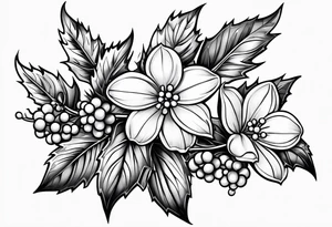 Holly berry birt flower tattoo idea