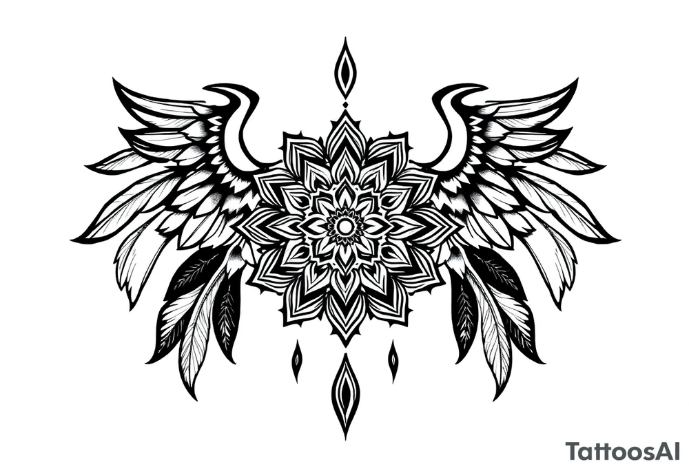 spiritual feathers ornamental mandala indian shaman rune tattoo idea