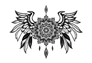 spiritual feathers ornamental mandala indian shaman rune tattoo idea