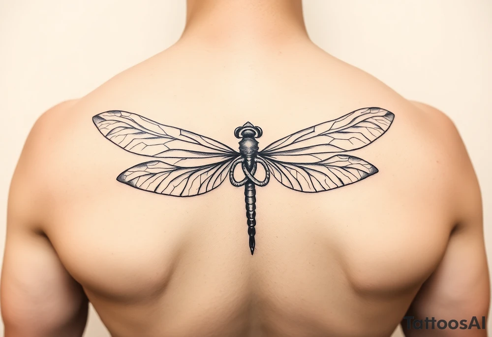 dragonfly with infinity sybol body tattoo idea