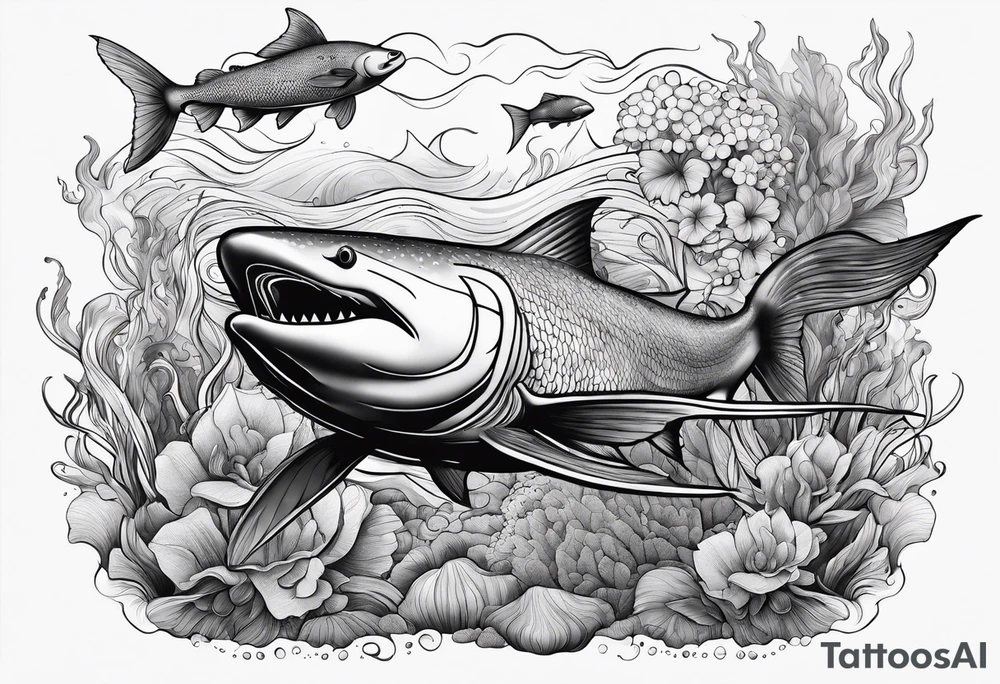 Underwater, beautiful scene tattoo idea
