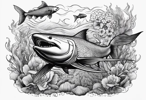 Underwater, beautiful scene tattoo idea