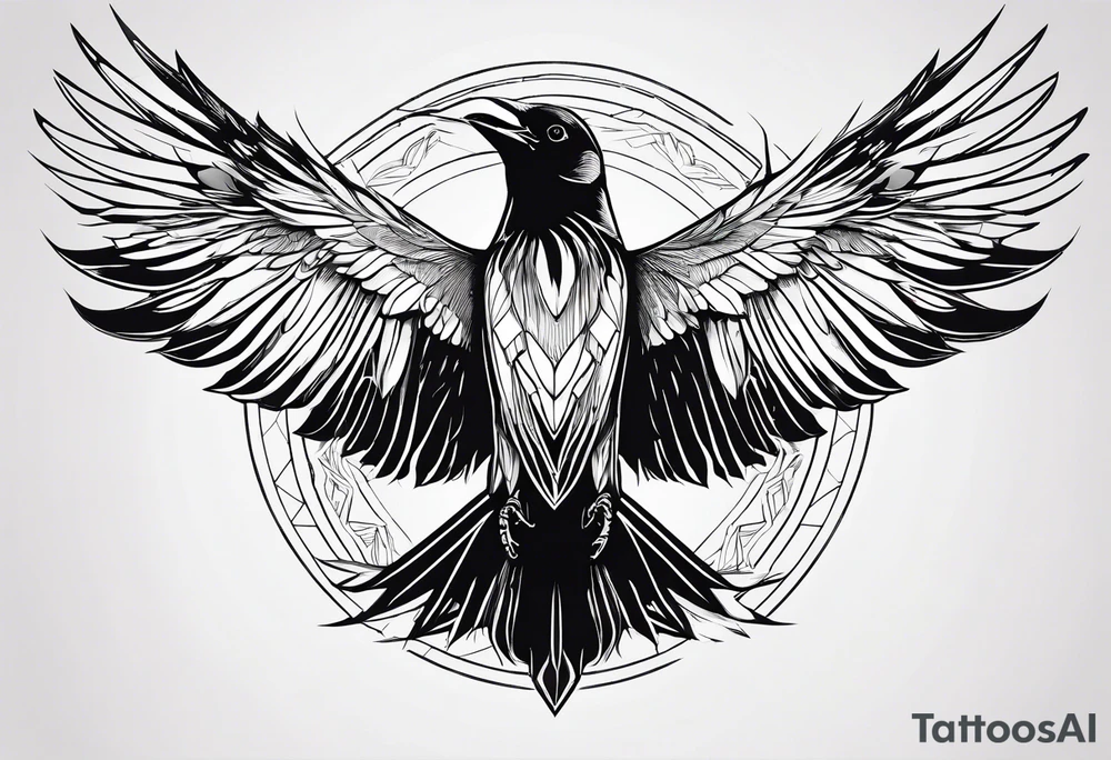 outline of a crow with open wings tattoo idea
