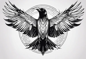 outline of a crow with open wings tattoo idea