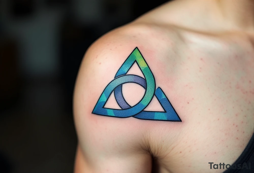 A triquetra, in green and blue tattoo idea