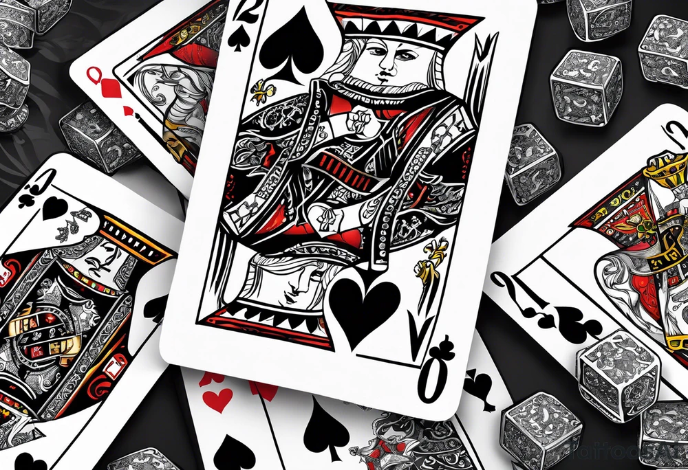 i want gambling dice with poker cards with death with guns with the number 23 with scorpion tattoo idea