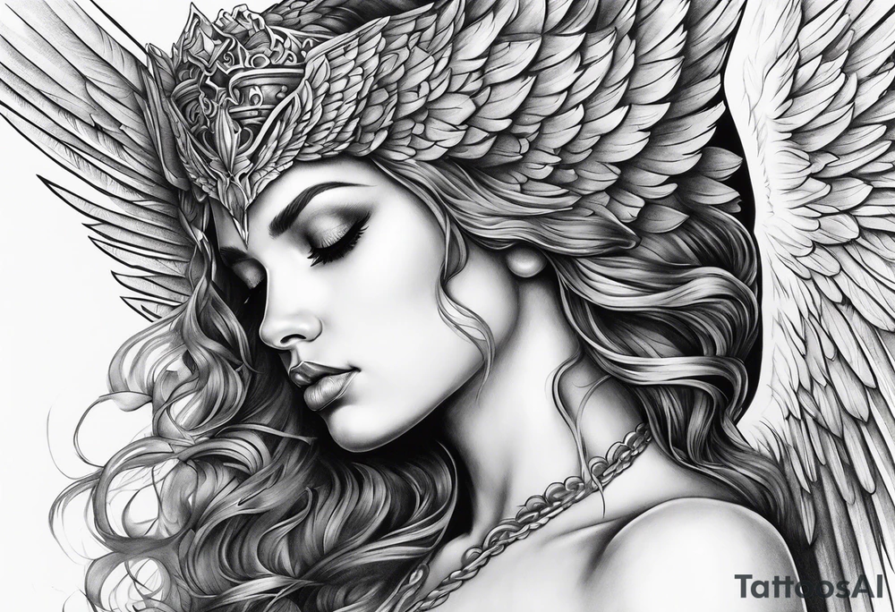 fallen angel with gradient changes tattoo idea