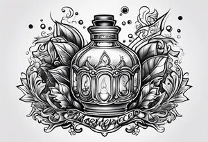 Old school key in a potion bottle tattoo idea