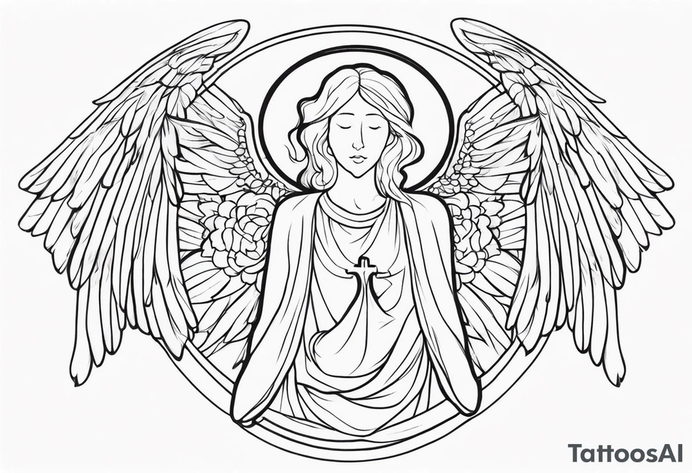 Angel with prayer hands tattoo idea
