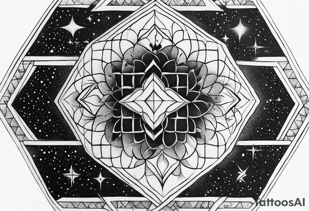 Tesseract and stars tattoo idea
