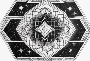 Tesseract and stars tattoo idea