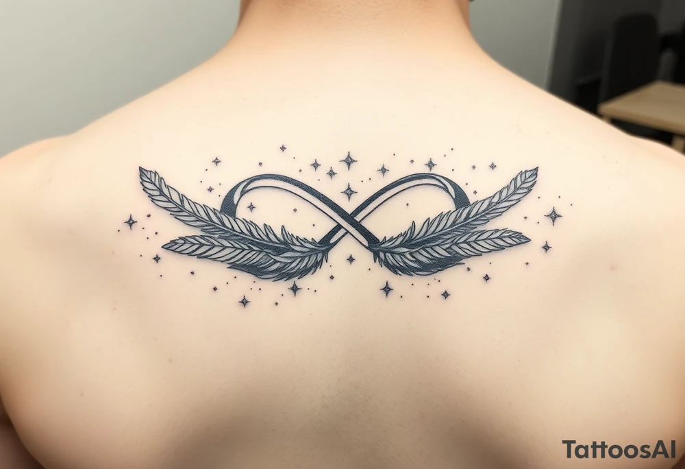 infinity symbol woven with floating feathers and stardust tattoo idea infinity symbol woven with floating feathers and stardust tattoo idea