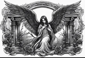 Angel of death in a creepy cemetery tattoo idea