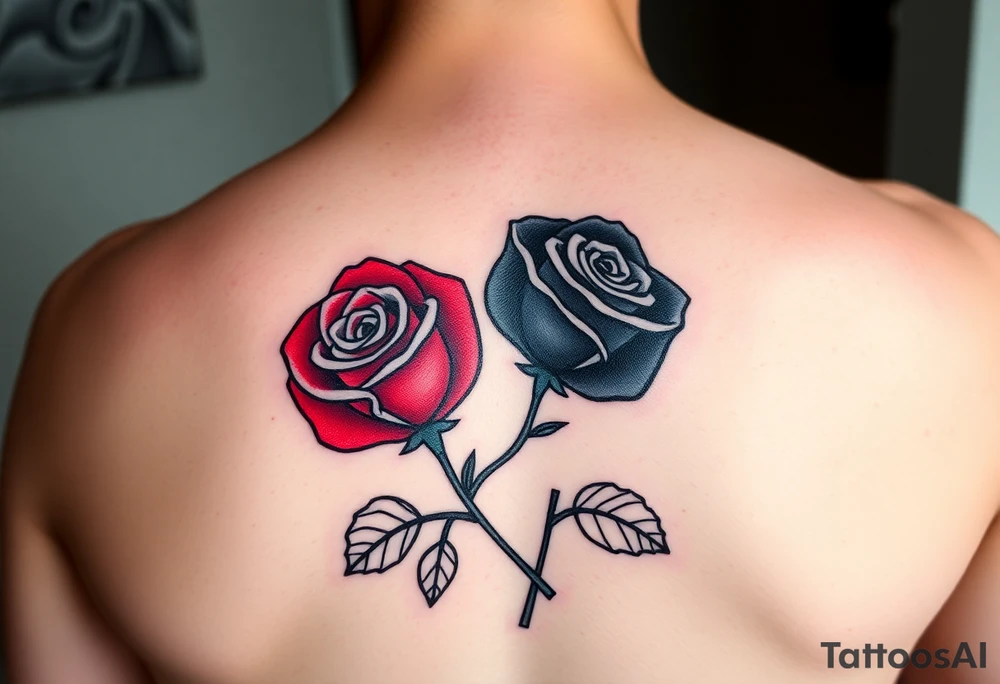 Two Rose Wrapped One Black One Red Tattoo tattoo idea