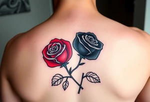 Two Rose Wrapped One Black One Red Tattoo tattoo idea