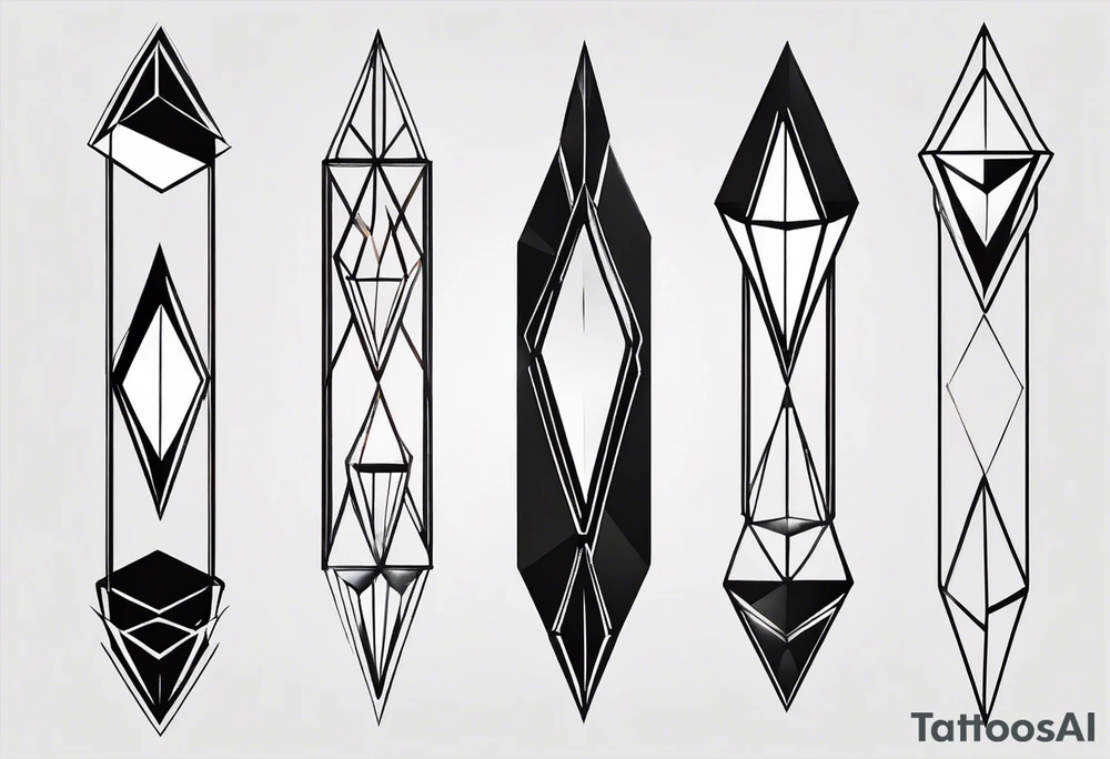 simple line tattoo of geometric elongated dimond split down the middle into 2 shapes tattoo idea