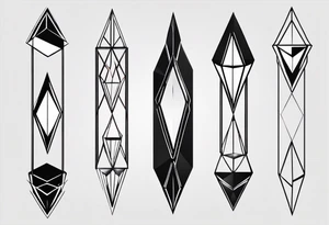 simple line tattoo of geometric elongated dimond split down the middle into 2 shapes tattoo idea