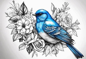 Blue bird and a bouquet tattoo idea