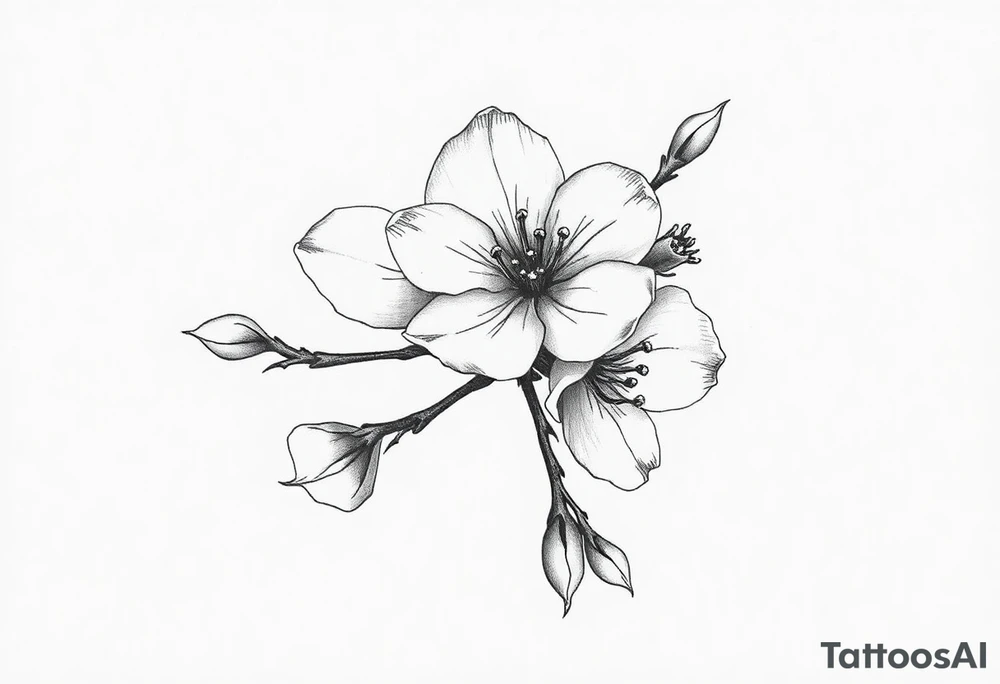 Cherry blossom with round petals tattoo idea
