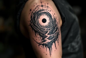 Parallel worlds centered by a black hole tattoo idea