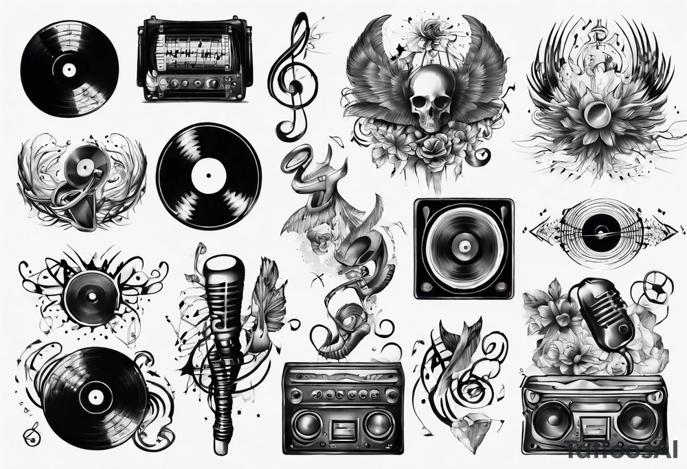 sound music vinyl tattoo idea