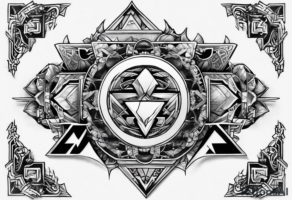 the letters A W R in the middle of a ninja headband tattoo idea