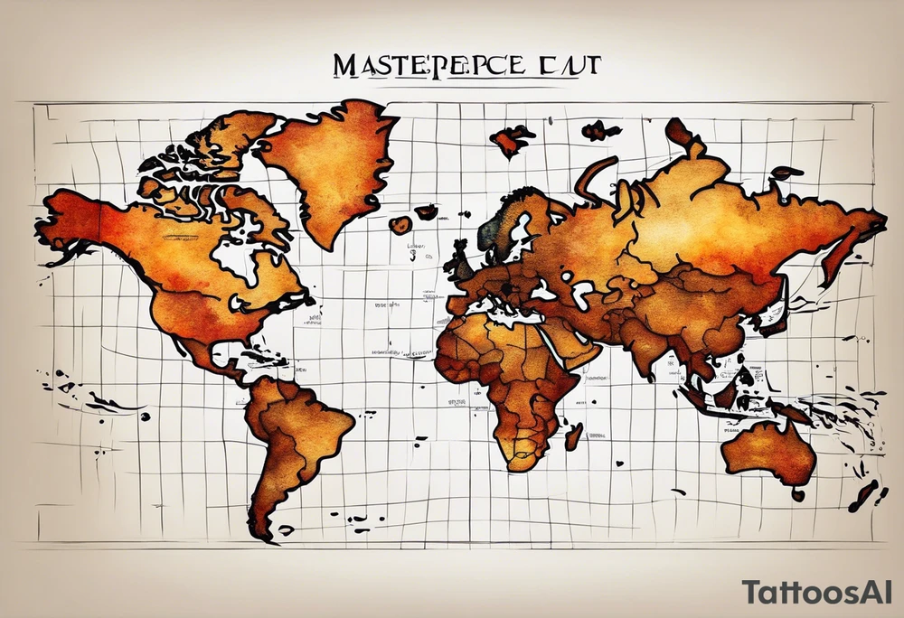a old world map for the back of a forearm tattoo idea