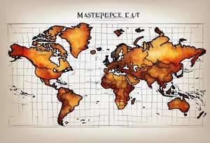 a old world map for the back of a forearm tattoo idea