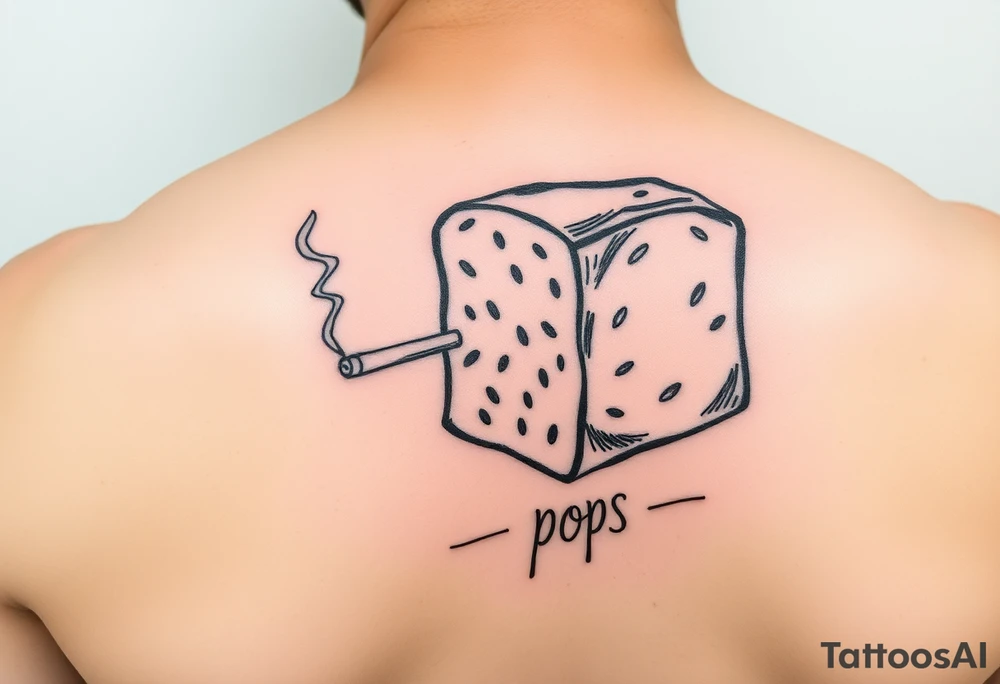A loaf of bread smoking a cigarette with pops written tattoo idea