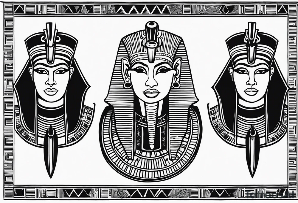 Egyptian See no evil , speak no evil , hear no evil vertical tattoo idea