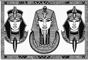 Egyptian See no evil , speak no evil , hear no evil vertical tattoo idea