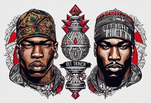 i want a tattoo with the text Get rich or die tryin' tattoo idea