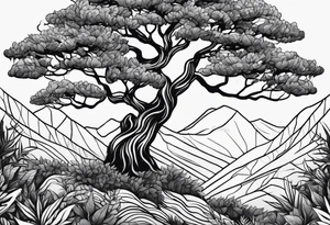 bark with foliage tattoo idea