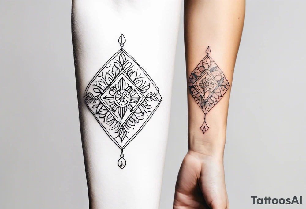 Minimalist and small tattoo on female arm. Inspired by sicilian traditional arts and aesthetics. tattoo idea