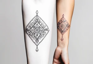 Minimalist and small tattoo on female arm. Inspired by sicilian traditional arts and aesthetics. tattoo idea